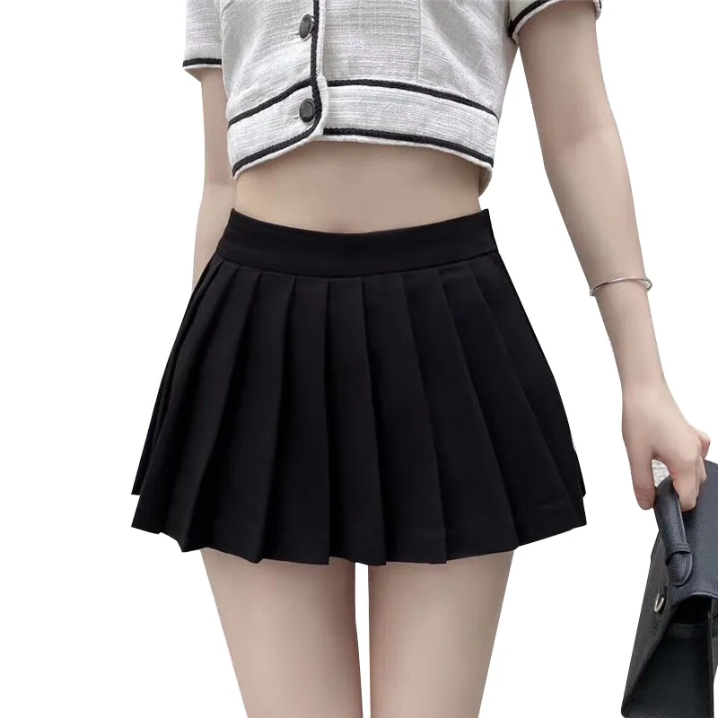 Preppy Style Mini Skirt: High Waisted Pleated Casual Skirt