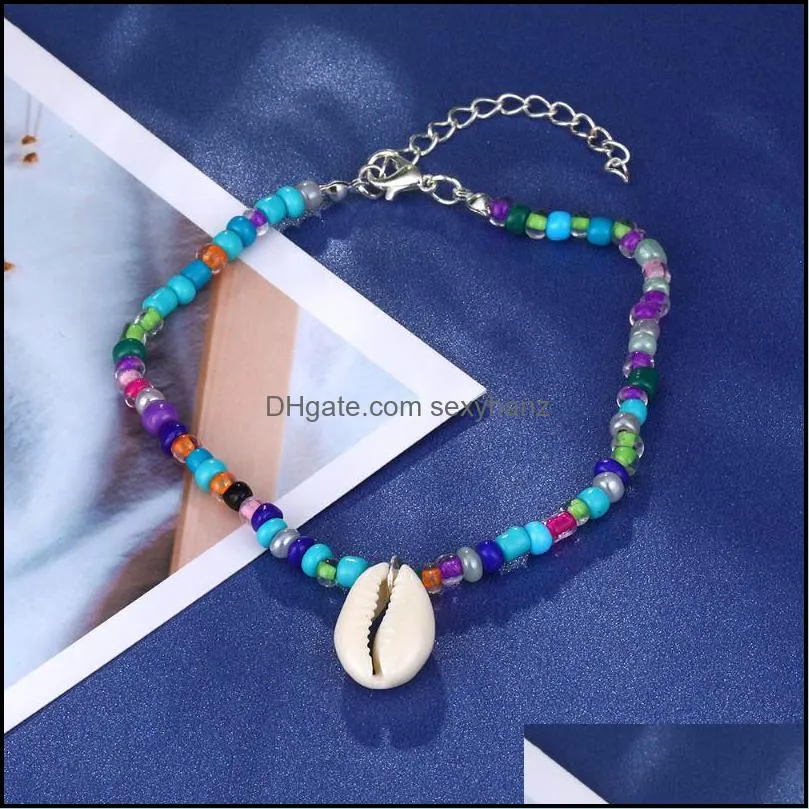 Anklets EN 2021 Boho Simple Mix Beads For Women Summer Beach Foot Jewelry Fashion Shell Ankle Bracelets On The Leg