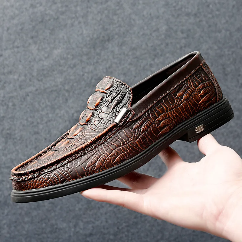 Mężczyźni Buty Prawdziwej Skóry Slip-On Mokasyny Handmade Man Casual Drive Walk Luxury Leisure Shoes