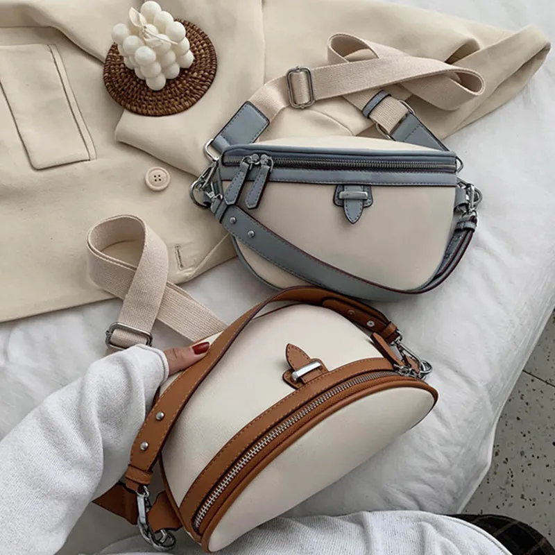 PU Skórzane Torby Torby Wysokiej Jakości Przenośny Satchel Dla Kobiet 2021 Zipper Ramska Messenger Lady Chest Crossbody