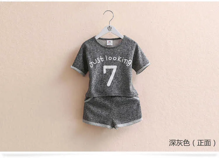 Girls Clothing Set Summer 2 3 4 5 6 7 8 9 10 Years Old Kids Girl Number Letter Print Short Sleeve T Shirt+Shorts Sports Set (9)