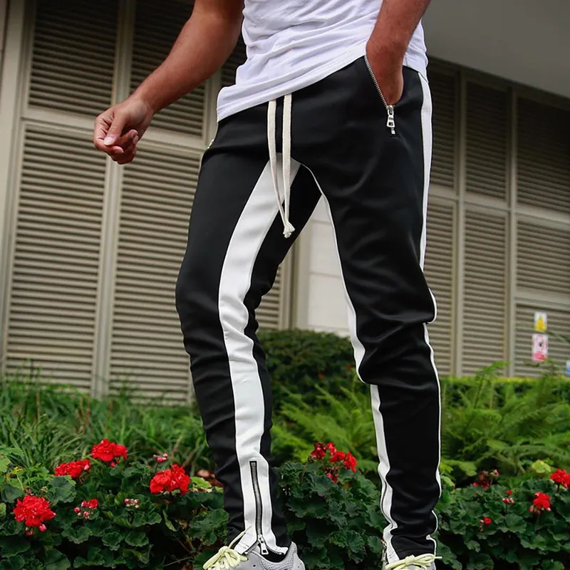 Mens Stripe Track Pants Skinny Fit Stretch Trouser Elastic Jogger Brown at  Amazon Men's Clothing store
