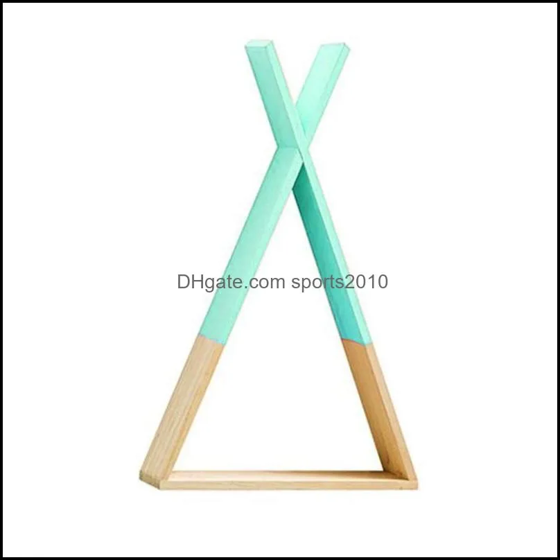 2021 New Nordic Style Baby Wooden Triangle Shelf Lovely Wall Hanging Trigon Storage Book Shelf Home Kids Baby Room