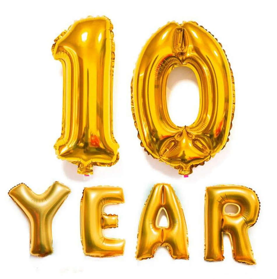 2021 32 pouces hélium ballon à air numéro lettre en forme d'or argent ballons gonflables anniversaire mariage décoration événement fête fournitures