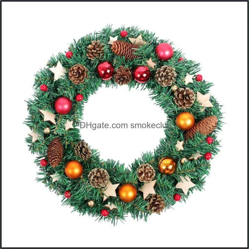 Decorative Flowers & Wreaths 1PC Round-shaped Rattan Flower Wreath Xmas Tree Hanging Garland For Christmas Party Decoration Pendant