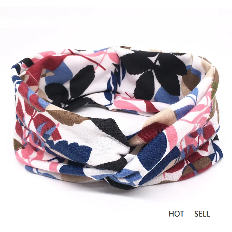 Elastic Fabric Yoga Hair Bands Bohemian Style Floral Printed Headbands Sports Exercise Gym Head Bands for Women Headwrap