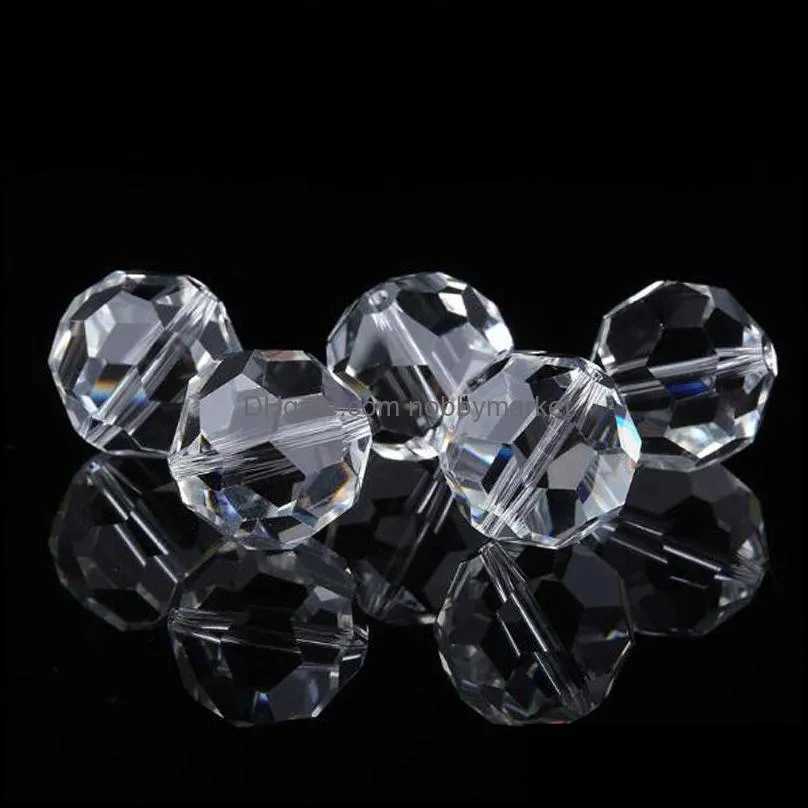 6mm Ball Faceted Glass Crystal Spacer Austria Section Crystal Glass Beads Loose Spacer Round Beads For Jewelry Making 17Colors