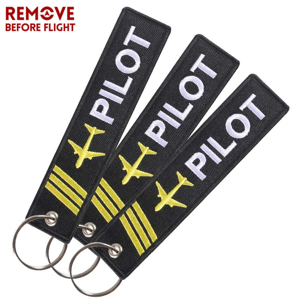 3 PCS Remove Before Flight Pilot Keychains Jewelry Embroidery Pilot Key Chain for Aviation Gifts Key Tag Label Fashion Keyrings G1019