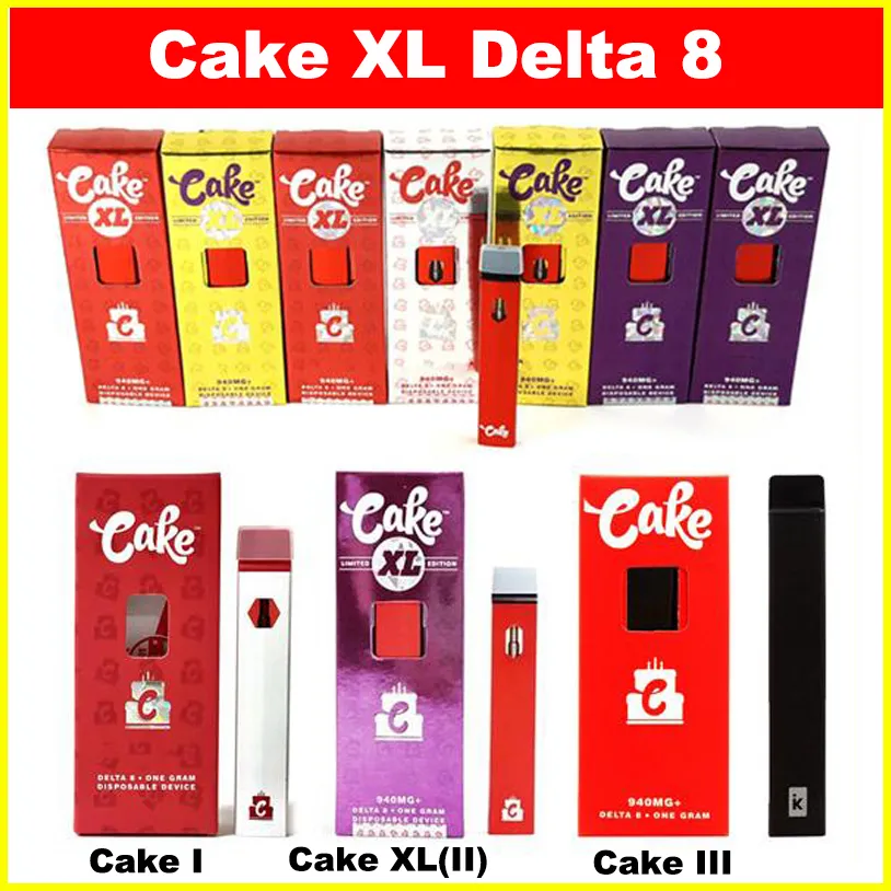Nieuwste Cake XL DELTA 8 D8 Disposable e Sigaretten Apparaat Volledige Gram (1 ml) Capaciteit Lege Pod Oplaadbare Vape Pen 280mAh batterij voor dikke olie