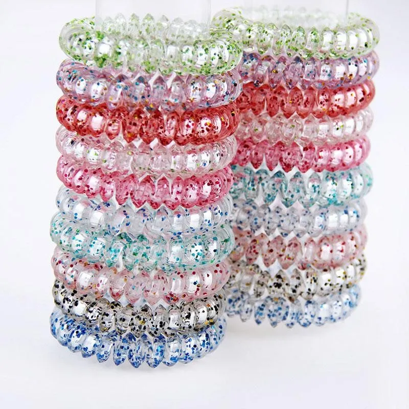 5,5 cm filo telefonico cravatta per capelli ragazze bambini fasce elastiche per capelli anello corda braccialetti colorati Scrunchy colore misto