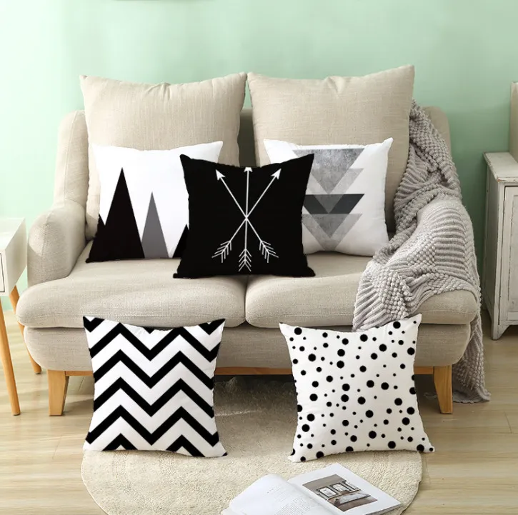 La última caja de almohada de 45x45 cm, selección de estilo de patrón geométrico, cojín de muebles para el hogar de textura abstracta, soporte de logotipo personalizado