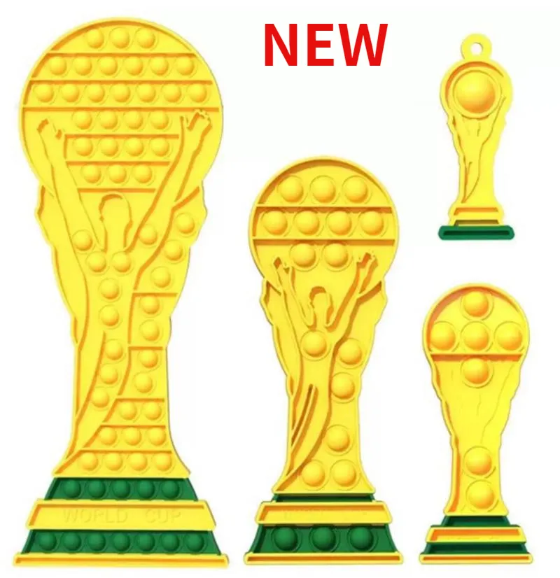 NEW Qatar 2022 World Cup Football Soccer Trophy Fidget Toys Push Popper