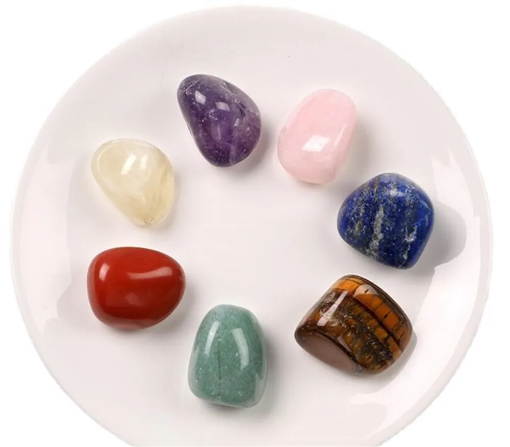 Factory Chakra Stones Cristalli curativi Set di 7 Chakra burattati Bilanciamento, Cristalloterapia, Meditazione, Reiki Pollice, Palmo