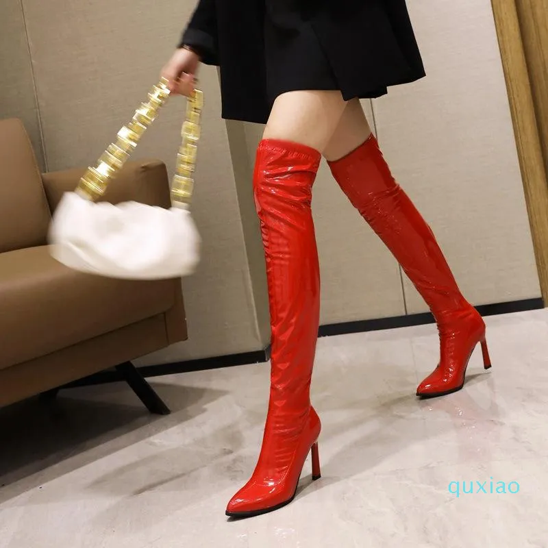 Boots Brand Design Sexy Women Fashion Pointed Toe Thin High Heel Over-the -knee Woman Winter Long Party Shoes