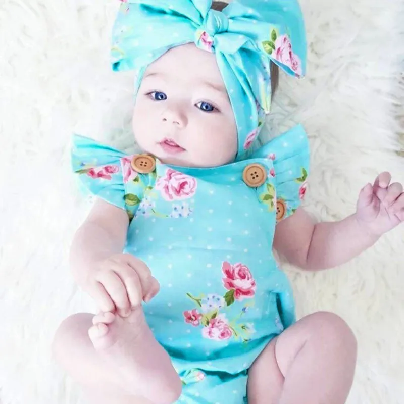 Zestawy odzieżowe Dziewczyna kombinezony 0-18m Urodzony Urodzony Baby Romper Niemowlę Sunsuit Letnie Odzież Odzież