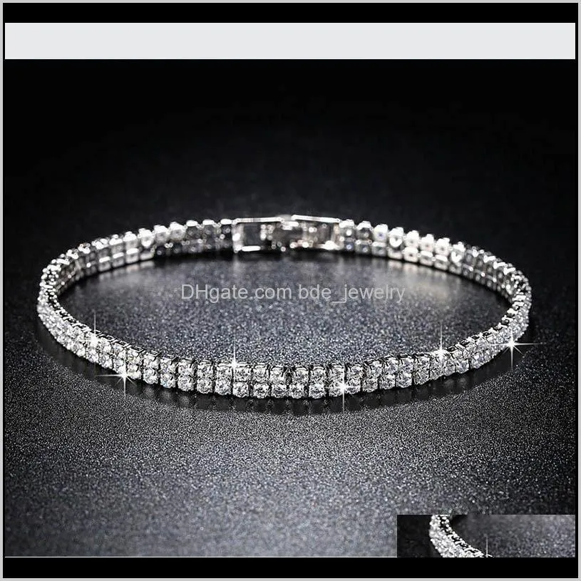 1/2/3 row round cubic zirconia tennis bracelet for women fashion gold silver color crystal bracelets/bangle wedding jewelry