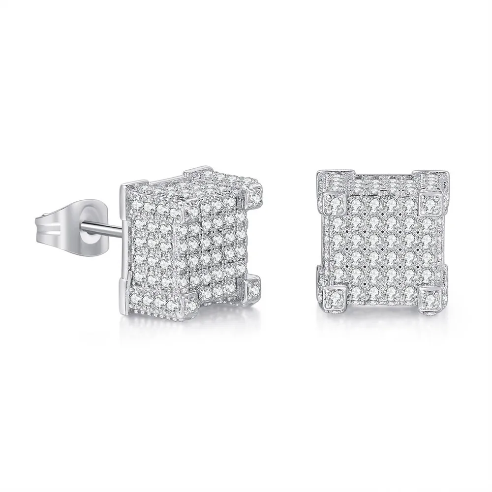 New Fashion Mens Hip Hop Stud Earrings With Simulated CZ And New Fashion Mens Hip Hop Stud Earrings With Simulated CZ And