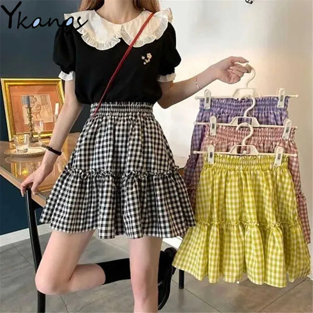 Womens pleated gingham skirt hotsell