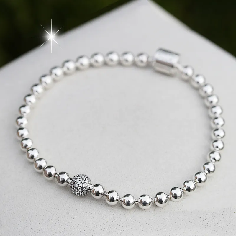 100% 925 Sterling Silver Beaded Bracelets For Women CZ Strands DIY Jewelry Fit Pandora Charms Lady Gift With Original Box