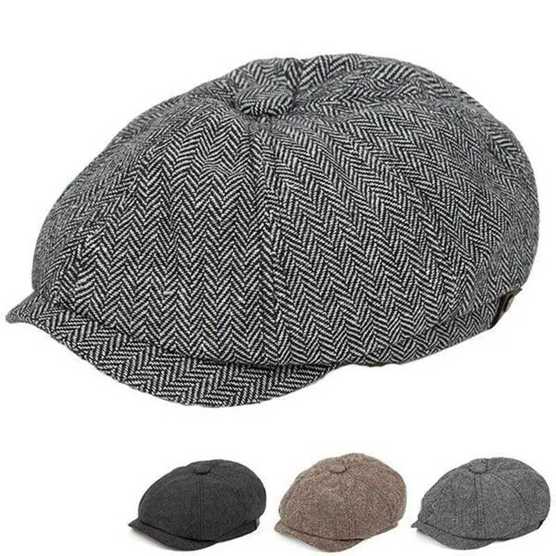 Boinas Fashion Flat Sby Cap Hombre Peaky Glericeros Hat Tweed Wool Baker Boy Gatsby Wintby
