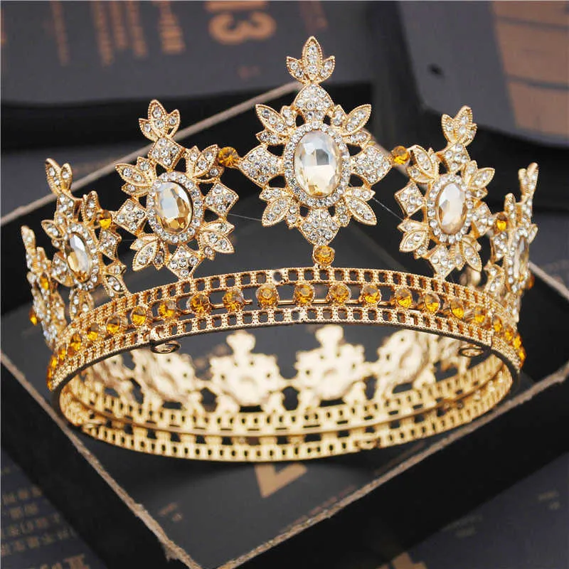 Luxe mariage couronne mariée diadèmes et couronnes reine cheveux bijoux cristal diadème bal coiffure tête accessoire Pageant X0625