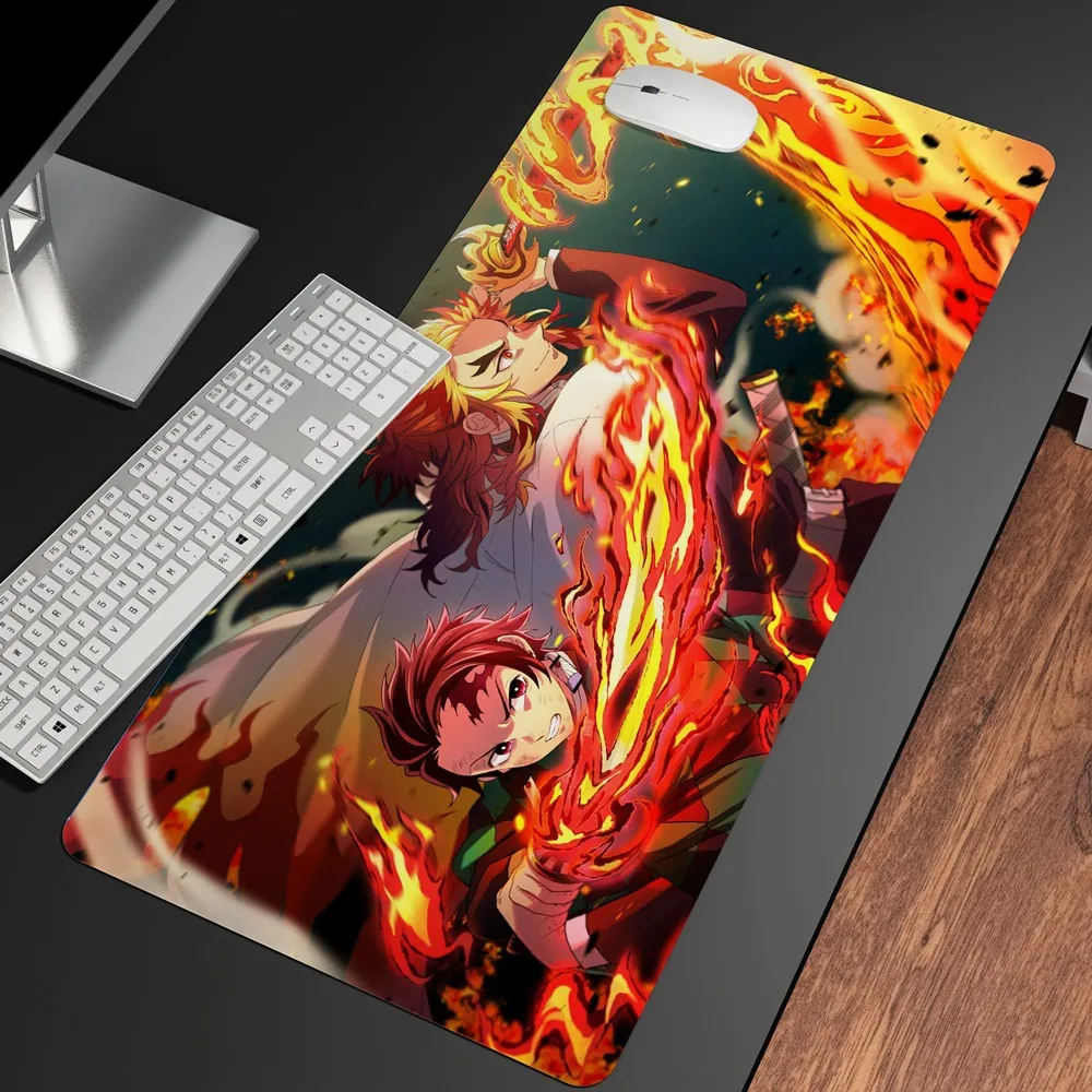 XL Anime Demon Slayer MousePad HD印刷コンピューターゲーマーロックエッジマウスパッドXXL90X40CMキーボードPCデスクパッドCSGOパッド