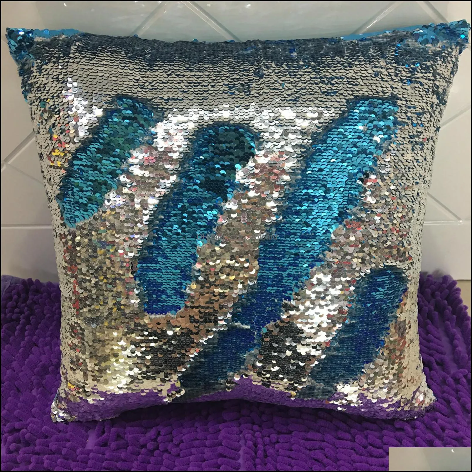 Double Sequin Pillow Case Cover Glamour Square Pillow Case Cushion Cover Home Sofa Car Decor Mermaid Pillow Covers Without core