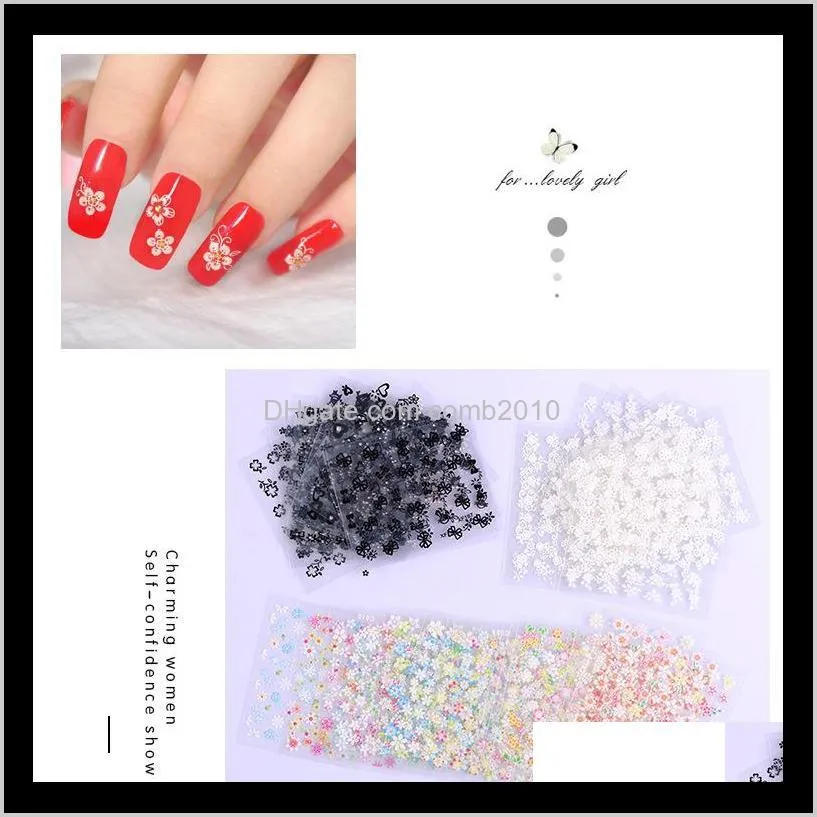 50 sheets/bag 3d flower nail art sticker colorful white black flowers butterfly manicure nails art stickers decoration decals