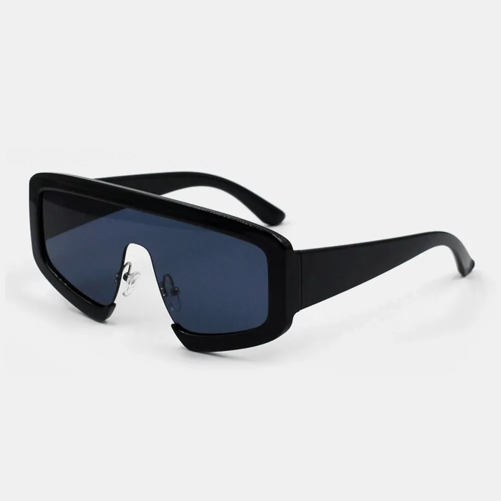 Lunettes de soleil unisexes décontractées Creative Dashing plein cadre confortable siège de nez protection UV - noir