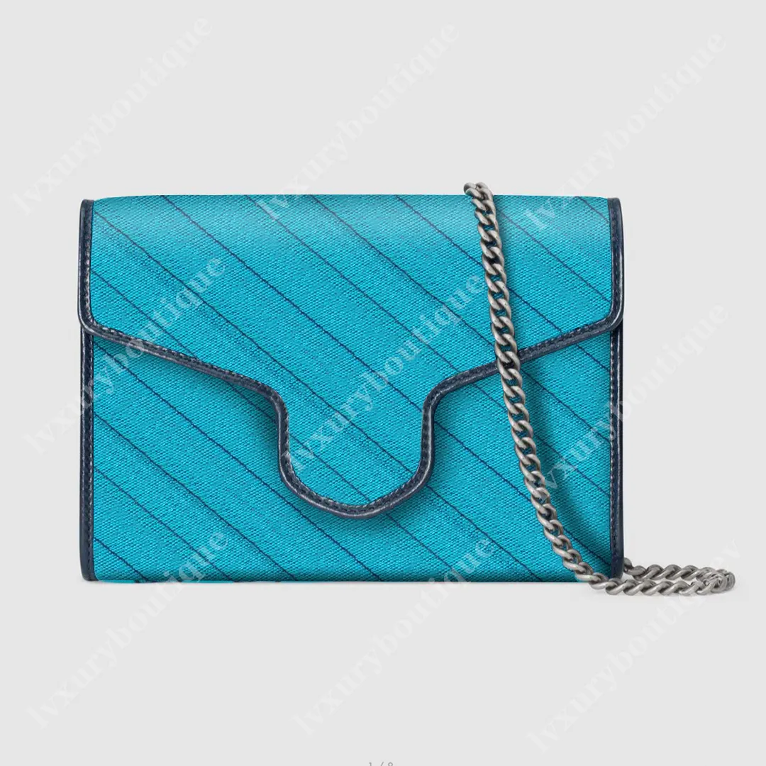 Marmont Multicolor Mini WOC Bag 474575 Vibrant Blue Canvas Super Nice Silver Hardware and Chain Crossbody Bags