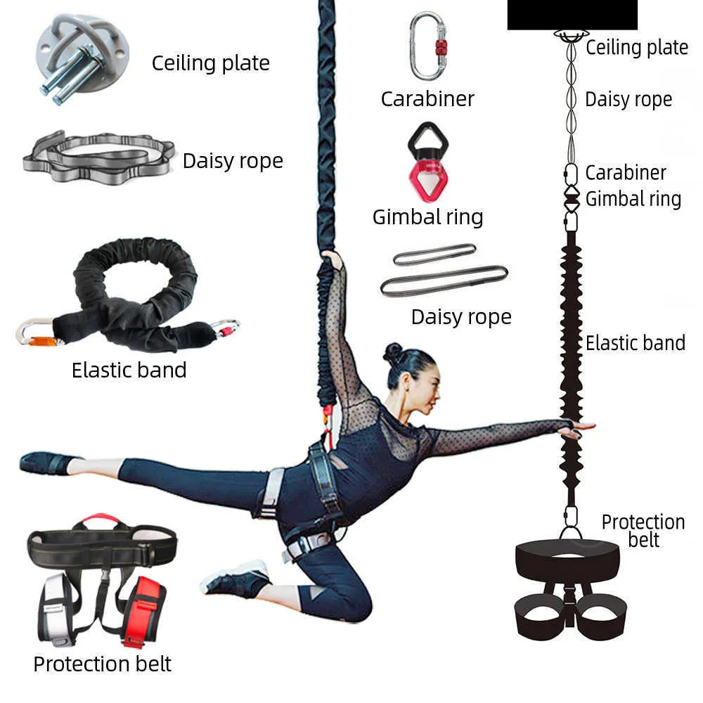 Nouveau Bungee Danse Volant Suspension Corde Aérienne Anti-gravité Yoga Cordon Bande De Résistance Ensemble Entraînement Fitness Accueil GYM Équipement H1026