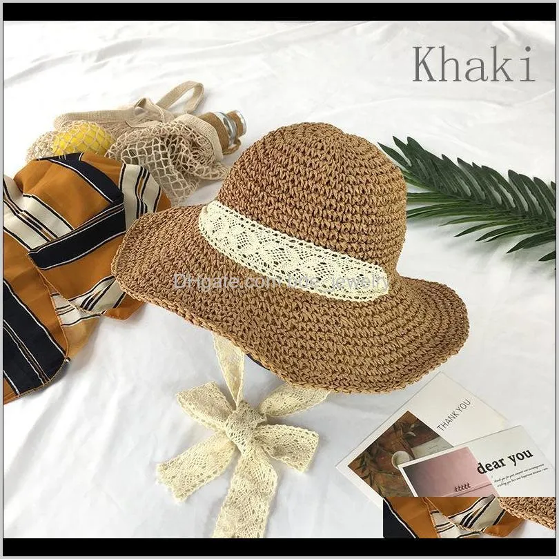 women summer straw woven hats female foldable sunscreen fisherman hat tether handmade crochet beach vacation sunshade wide brim