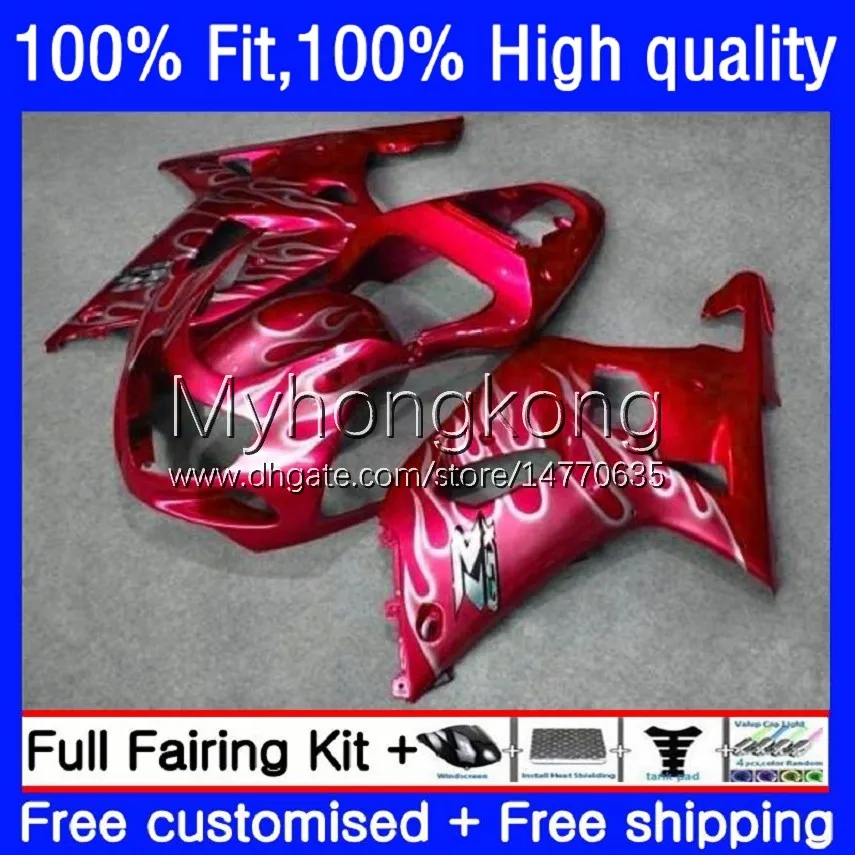 Suzuki GSX-R1000 GSXR1000 K2 00-02 Bodywork Red Flames 24No.006 GSXR 1000 CC 1000CC 00 2000 2001 년 2002 년 오토바이 OEM Bodys