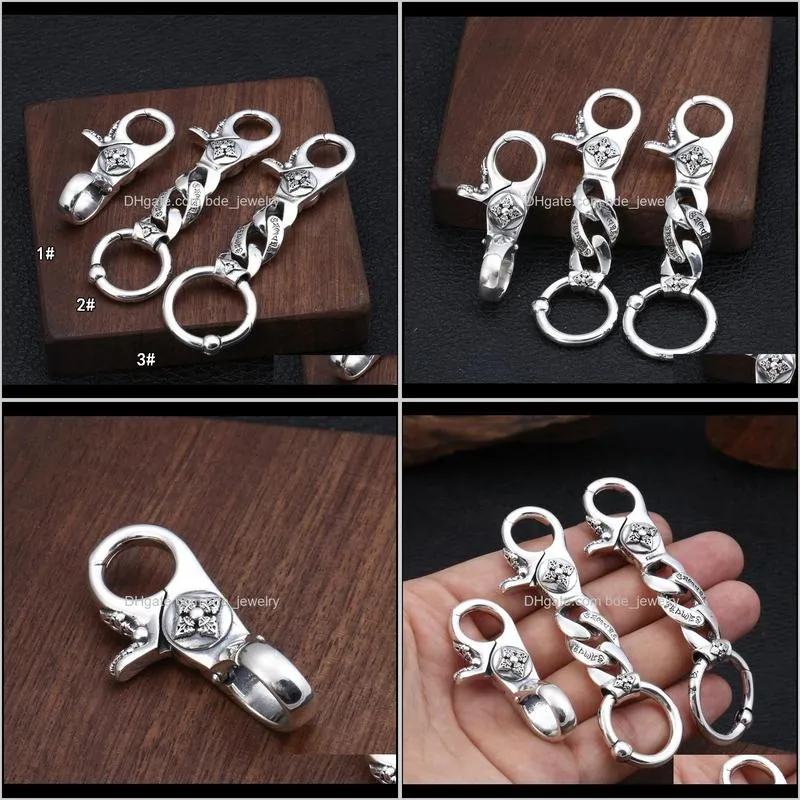 brand new 925 sterling silver vintage handmade key ring key chain american european antiqeu silver fashion accessories key ring punk