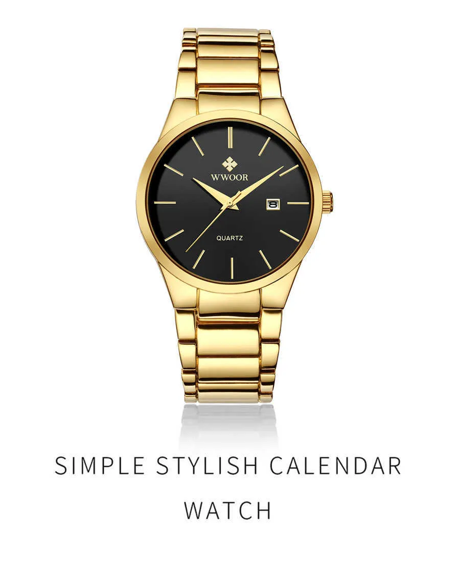 WWOOR Mens Luxury Quartz Watch Gold Stainless Steel Waterproof Automatic Date Business Sports Wristwatch Annual 2021 Model X0625 From Catherine07 15.51 DHgate.Com