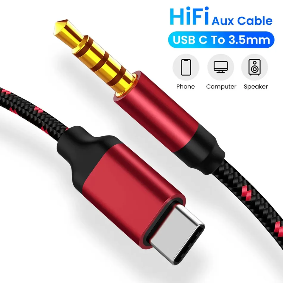 Micro Usb Type C To 3.5mm Jack Aux Audio Cable Nylon Braid For Headset Speaker Headphone Car Adapter