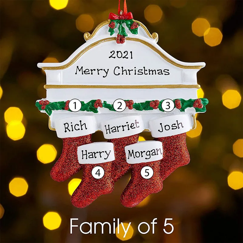 Weihnachten leere Anhänger DIY unvollendete Harz Cartoon Socken Statue personalisierte Name Weihnachtsbaum hängen Home Ornamente für Familie Wanddekoration