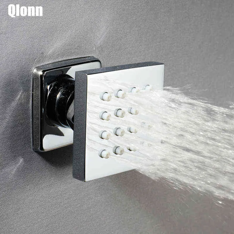 Qlonn 2 " Brass Bathroom Accessories 360Rotation Massage Body Jet Chrome Rainfall Shower Spray Jets Saving Water Shower Head H1209