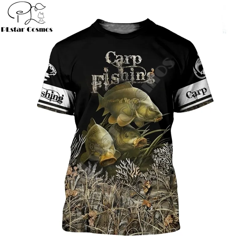Summer Fashion Men T-shirt carpa Pesca / Caccia Deer e Bear 3D T-shirt stampata Unisex Harajuku Camicia Casual Tee Top 210323