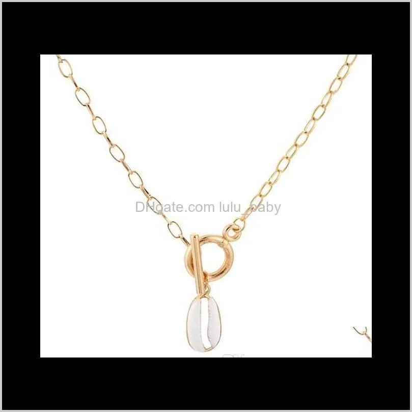 Designer Shell Circle Bar Necklace Gold Tone New Fashion Metal Sea Charm Necklaces For Girls/Ladies Gift