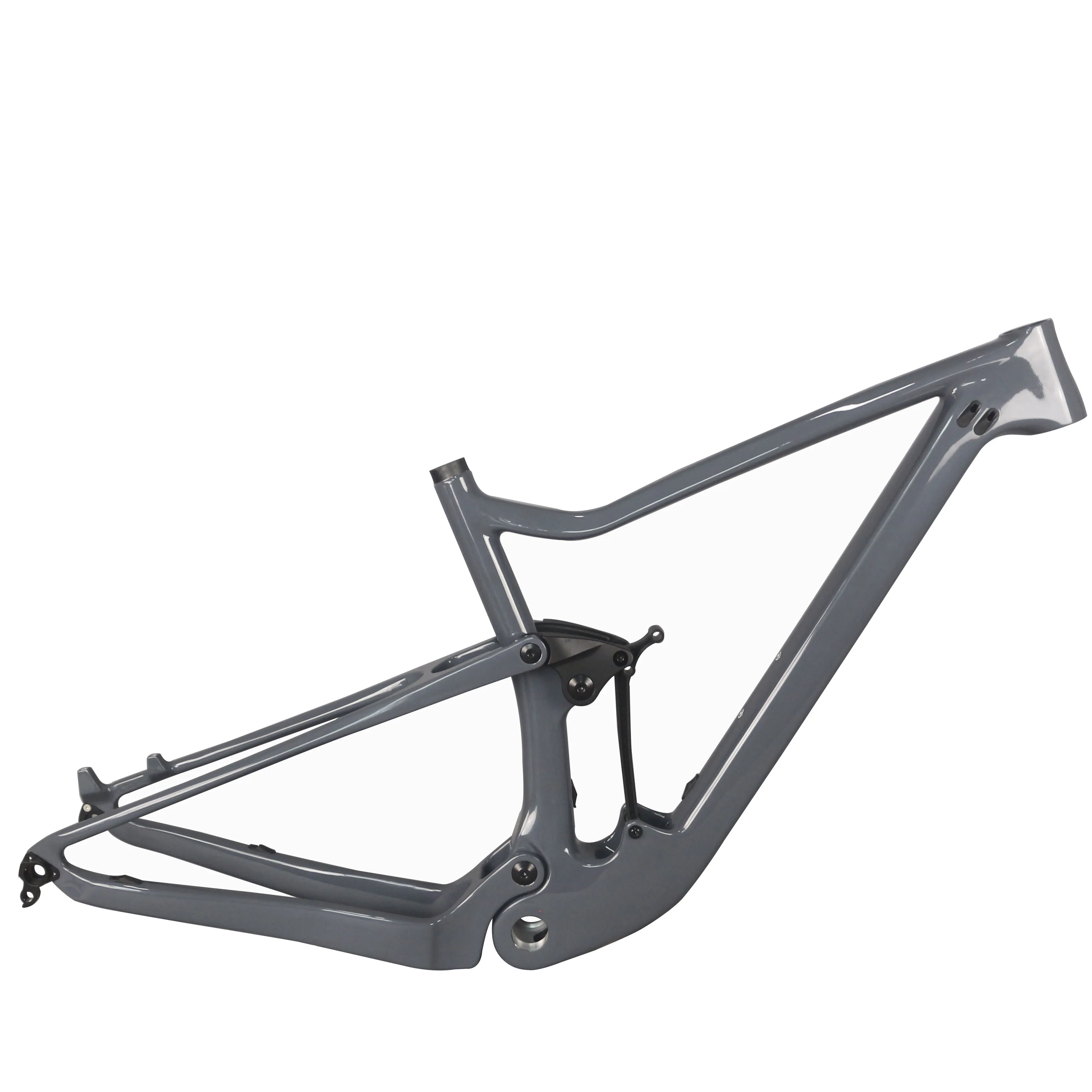 Il più nuovo telaio MTB 29er Boost XC FM027 Sospensione freno a disco Fibra di carbonio T700 Grigio metallizzato lucido BSA