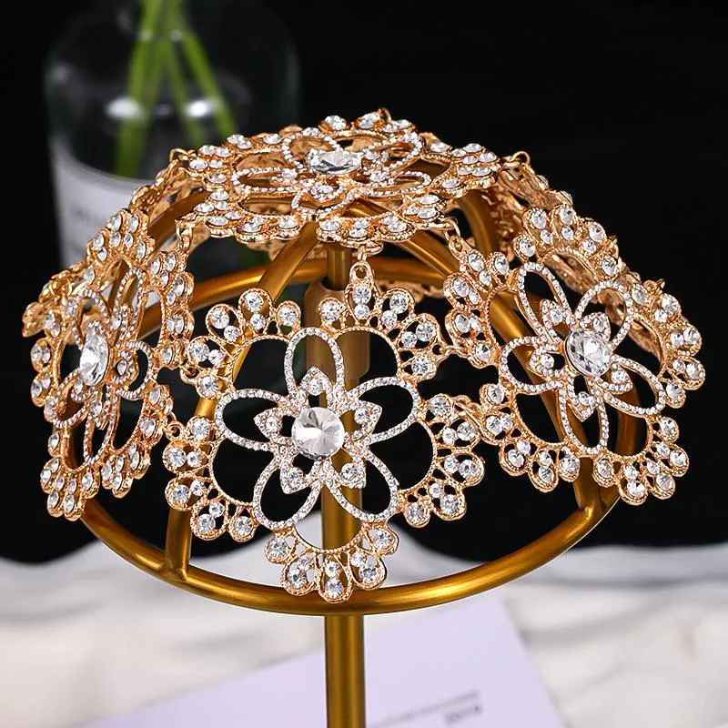 Clips de pelo Barrettes Exquisita Crown Coreano Rhinestone Glass Top Hat Hat Nupcial Accesorios de boda Vestido Joyería Hermoso y temperamento ML