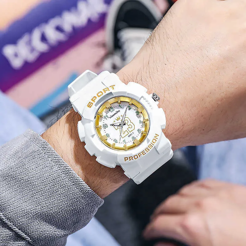 Kleurrijke rubberen mannelijke horloge merk ontwerp elektronische digitale klok kalender horloges mannen sport horloge mode ins stijl A4192 G1022