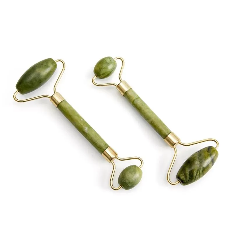 Massage Stick Jade Roller Massager för ansiktsrullar Gua Sha Nature Stone Beauty Thin-Face Lift Anti Wrinka Ansiktsskötselverktyg