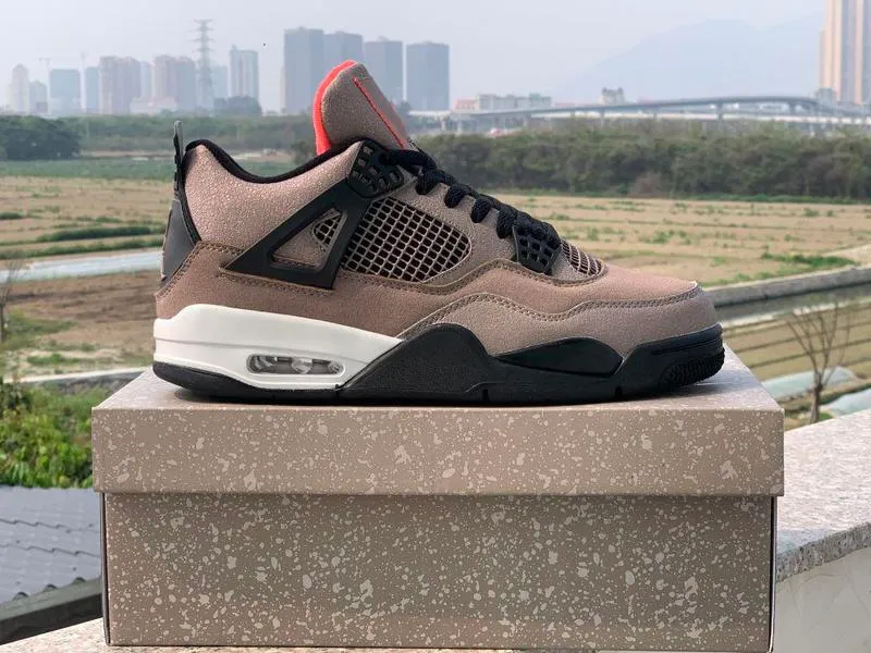 With Box2021 4 Taupe Haze Basketball Shoes Men Grey White 4s Sports Sneaker