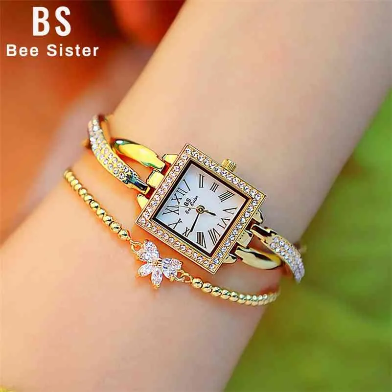 Orologi Donna Marca famosa Quadrante piccolo Quadrante Orologi da polso da donna Bracciale Orologi in oro con diamanti per le donne Relogio Feminino 210527