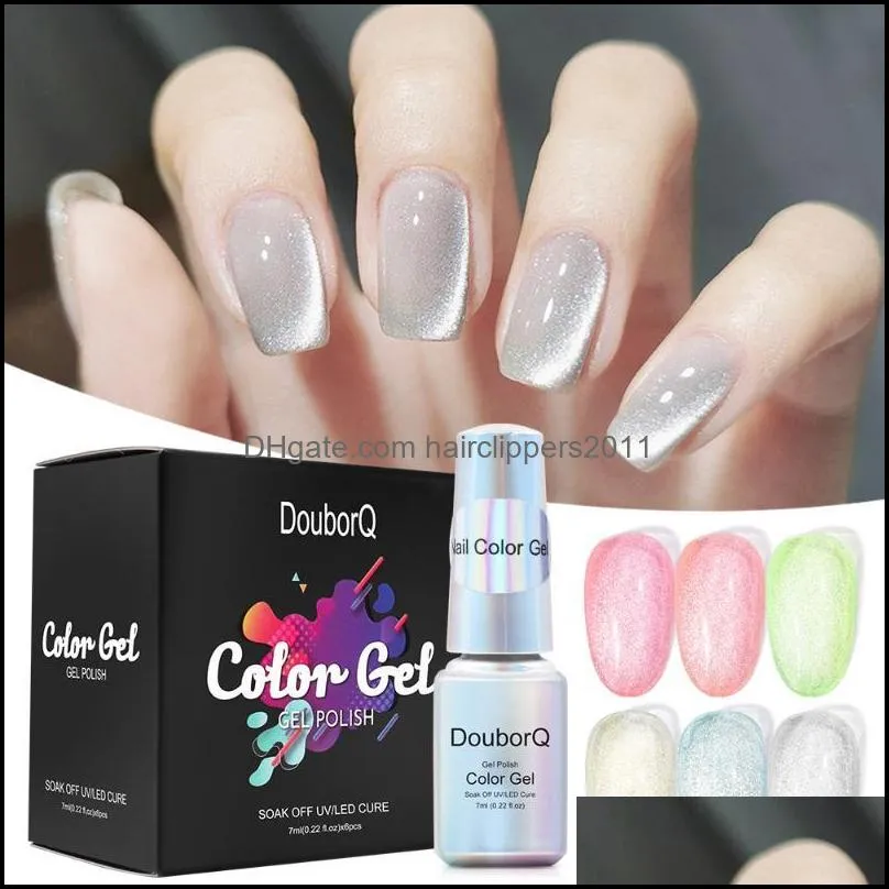 Nail Gel Art Salon Gezondheid Schoonheid 6Color / Lot Candy UV LED Polish Top Base Coat Hadige Soak Off Glaze Lijm voor Manicure Tips Drop levering 2