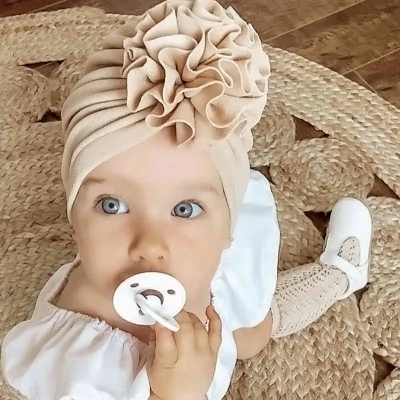 Nouveau Né Bébé Fille Souple Tête Enveloppant Grand Nœud Turban