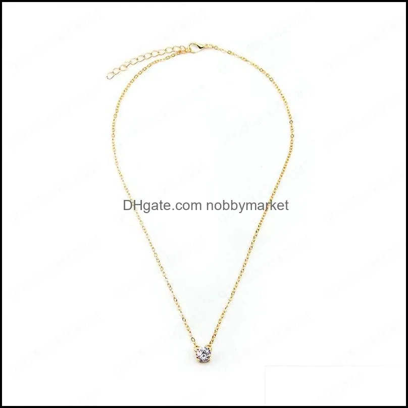 Elegant Charming Gold Chain Necklaces Women Jewelry Ladies Wedding Party Gifts Simple Geometric Crystal Zircon Ckoker Necklace