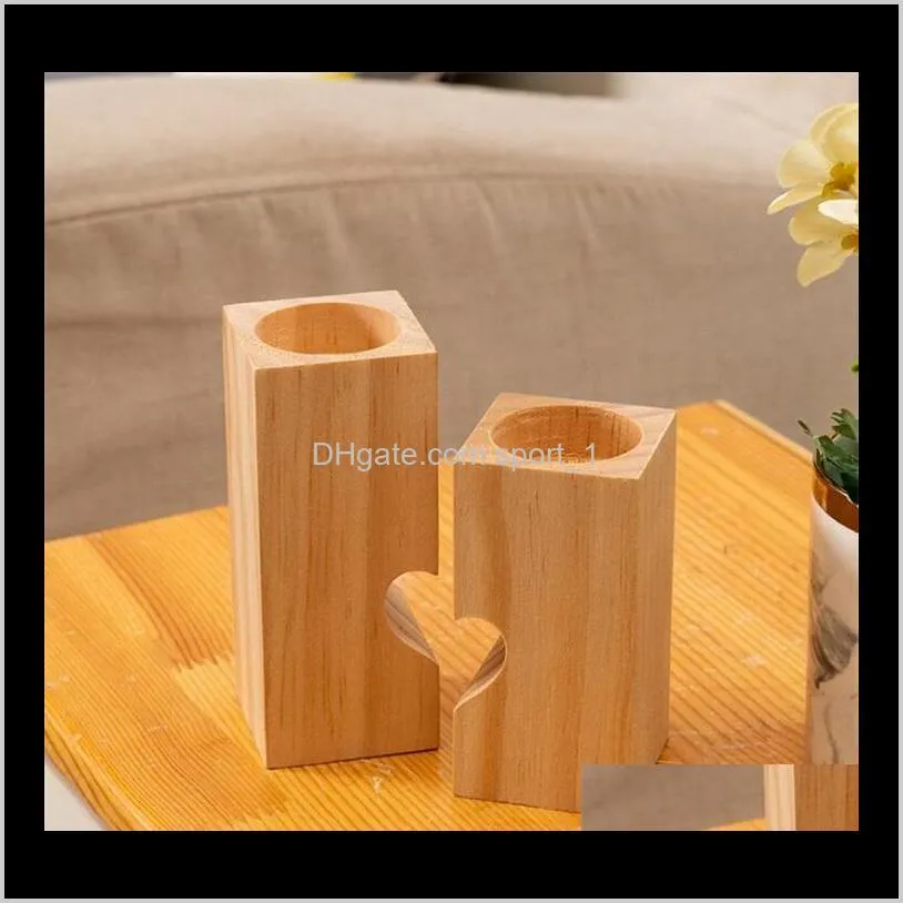 natural wood tea light candle holders heart-shaped romantic candle holders cute decorative wedding decor home decor